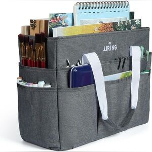 JJRING Gray Craft Organizer Tote Bag Large Multi Pocket Storage Caddy New
